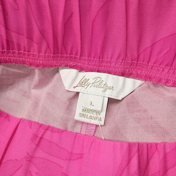 Lilly Pulitzer Bal Harbour Palazzo Pants Large Wild Side Leopard Pink Cruise - Picture 5 of 9